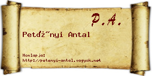 Petényi Antal névjegykártya