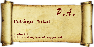 Petényi Antal névjegykártya